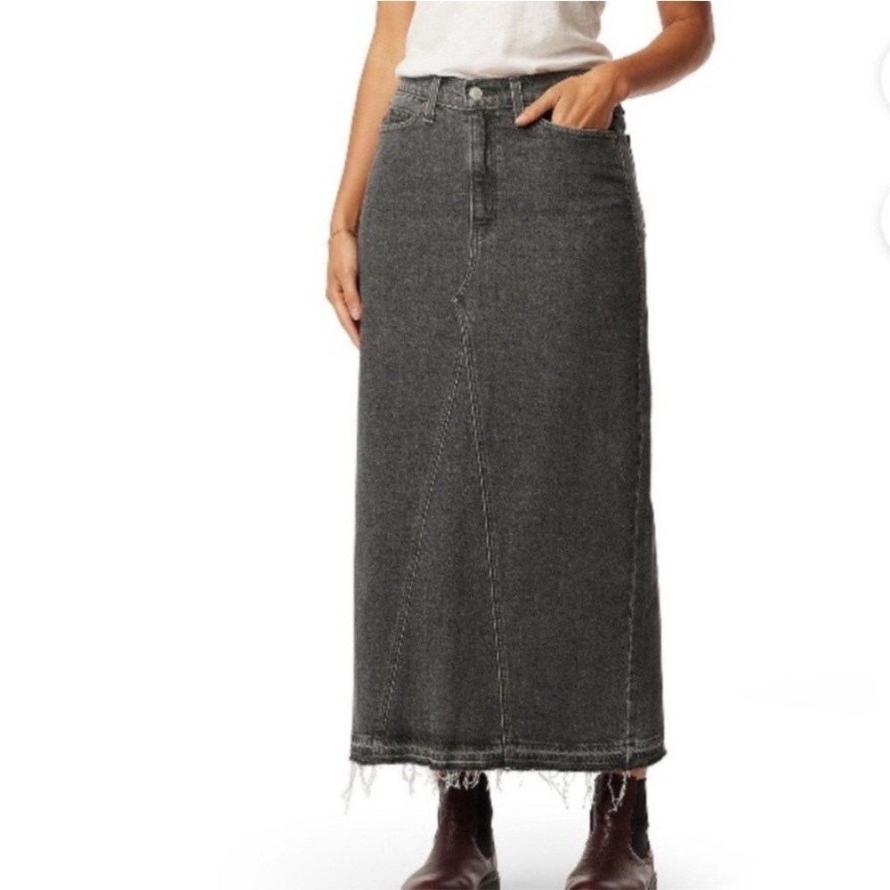 NWT Levi Strauss Signature Women's Maxi Denim Charcoal Gray Skirt Sz 2